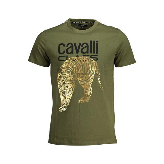 Cavalli Class Green Cotton Men T-Shirt