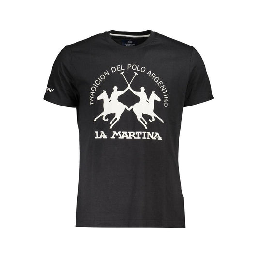 La Martina Black Cotton Men T-Shirt