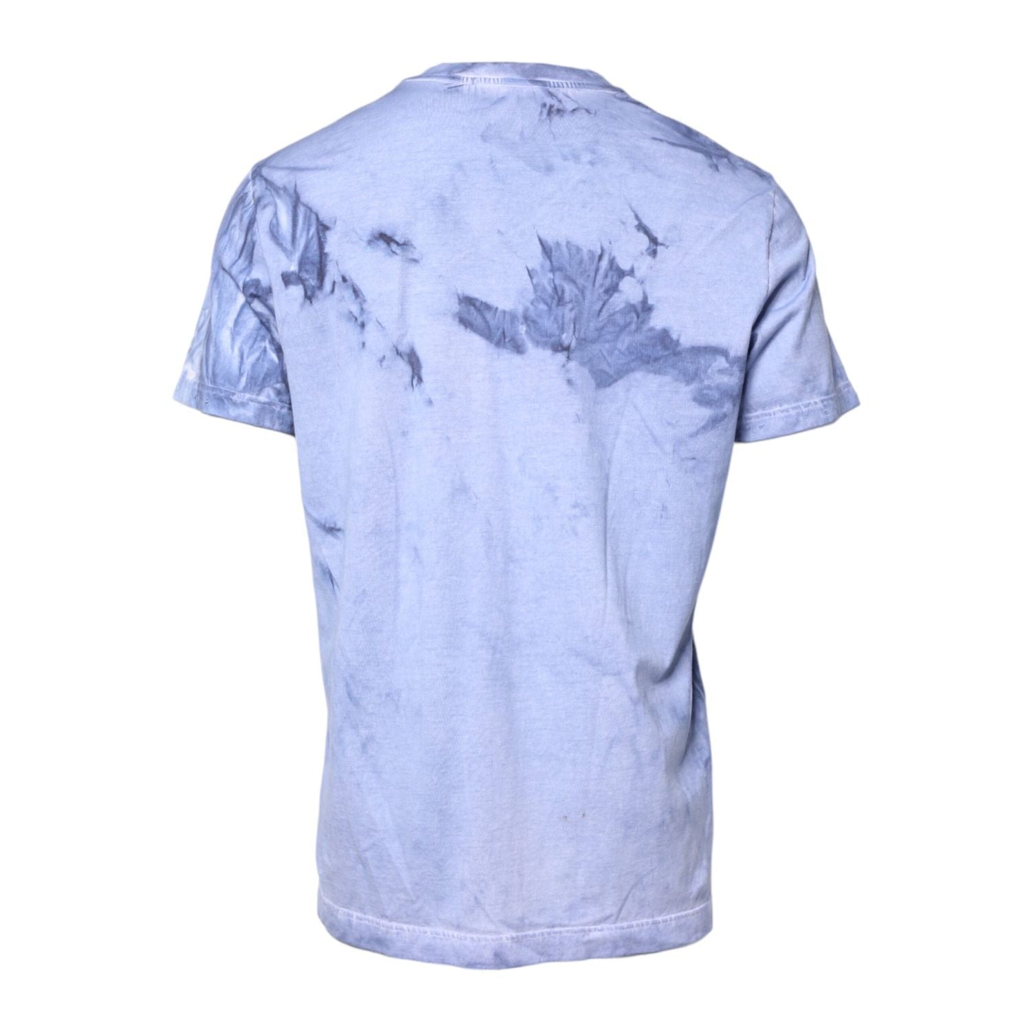 Dolce & Gabbana Blue Cotton Logo Print Crew Neck T-shirt