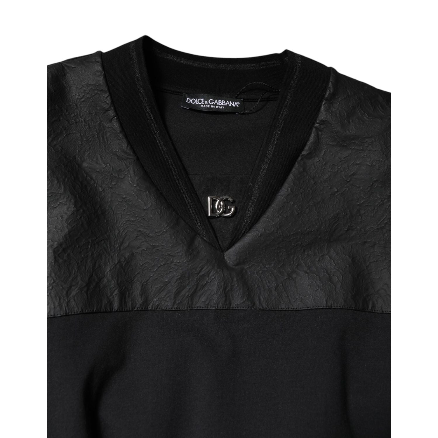 Dolce & Gabbana Black Cotton Short Sleeves V-neck T-shirt