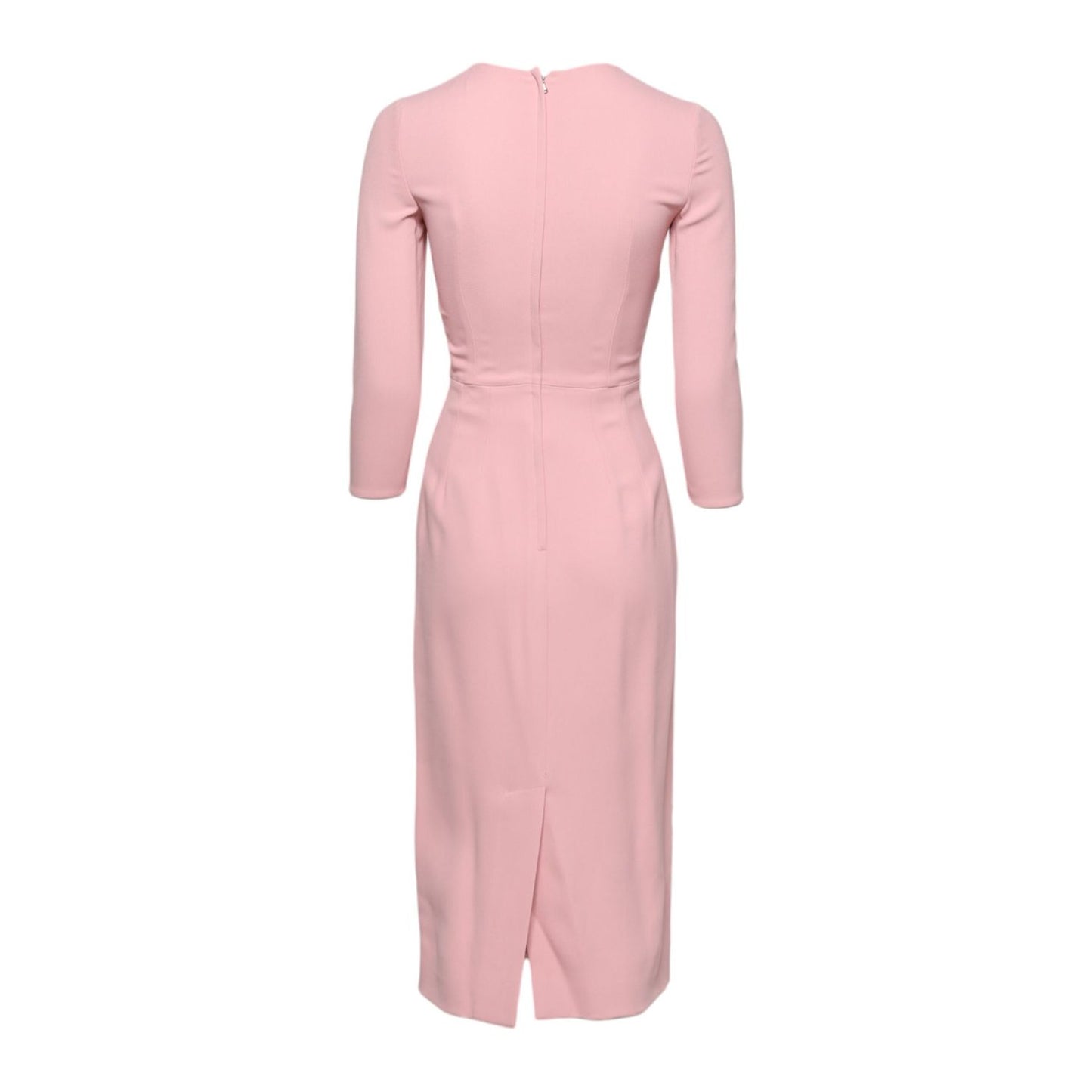 Dolce & Gabbana Pink Viscose 3/4 Sleeves Sheath Midi Dress
