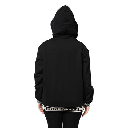 Dolce & Gabbana Black Cotton Hooded Full Zip Sweatshirt Sweater