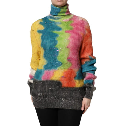 Dolce & Gabbana Multicolor Mohair Turtleneck Pullover Sweater