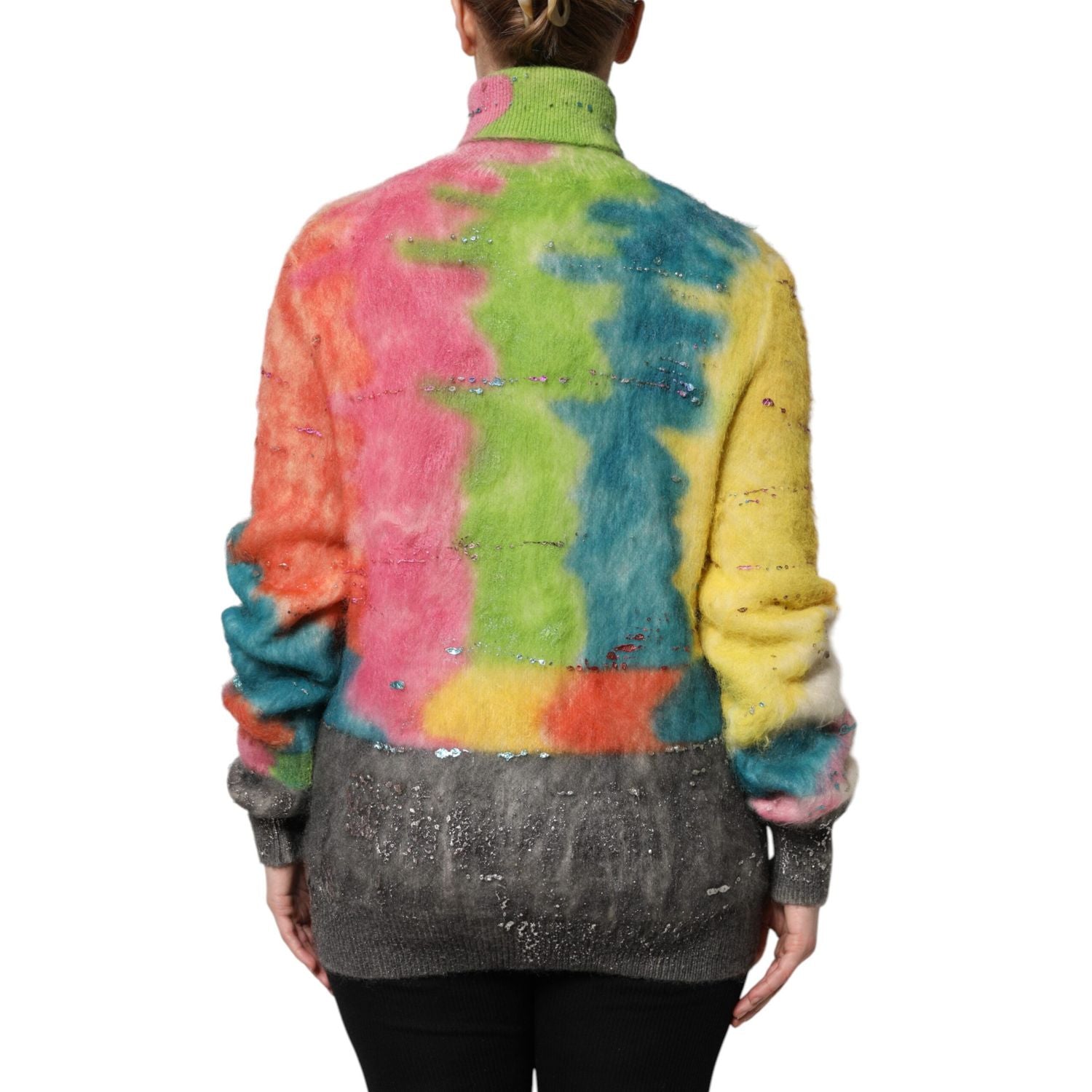 Dolce & Gabbana Multicolor Mohair Turtleneck Pullover Sweater