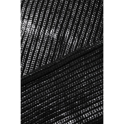 Dolce & Gabbana Black Wool Long Sleeve Turtleneck Cropped Top