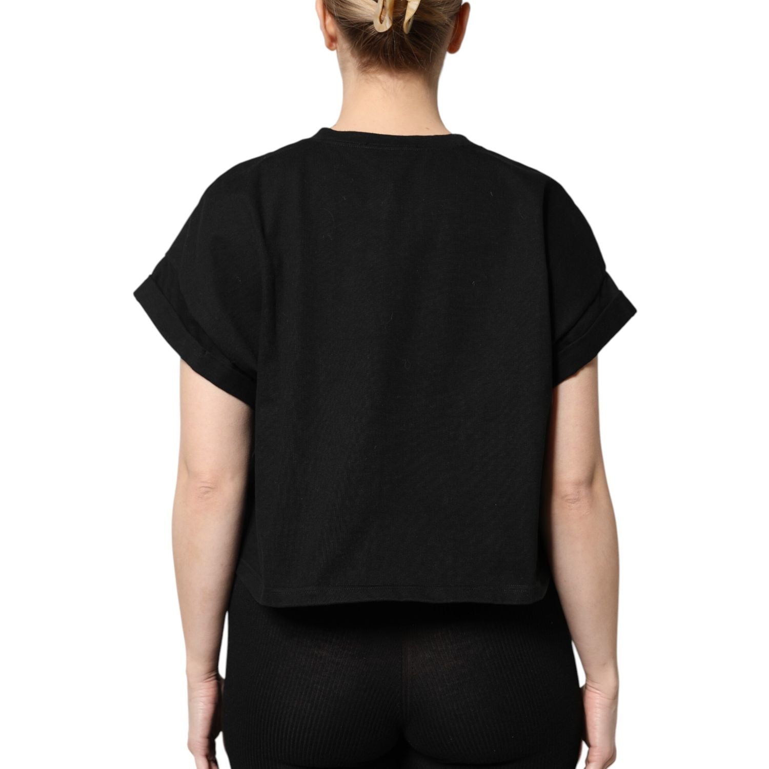 Dolce & Gabbana Black Cotton Printed Short Sleeves T-shirt