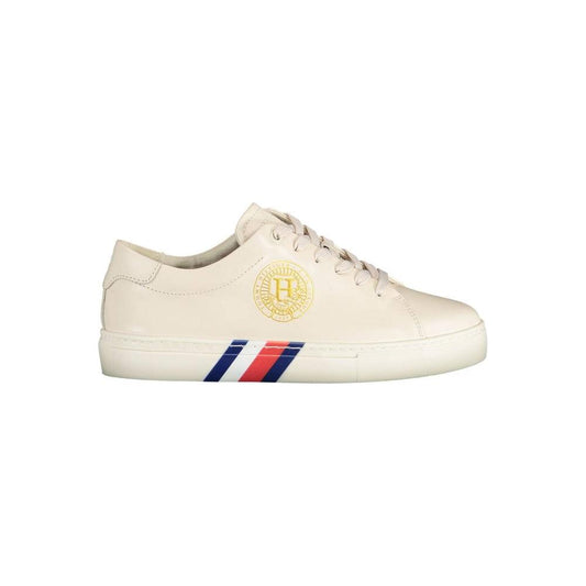 Tommy Hilfiger Beige Leather Women Sneaker
