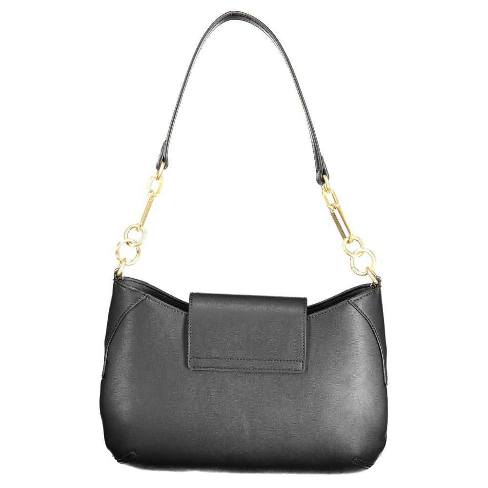 Mario Valentino Black Polyethylene Handbag with removable shoulder handle and adjustable strap