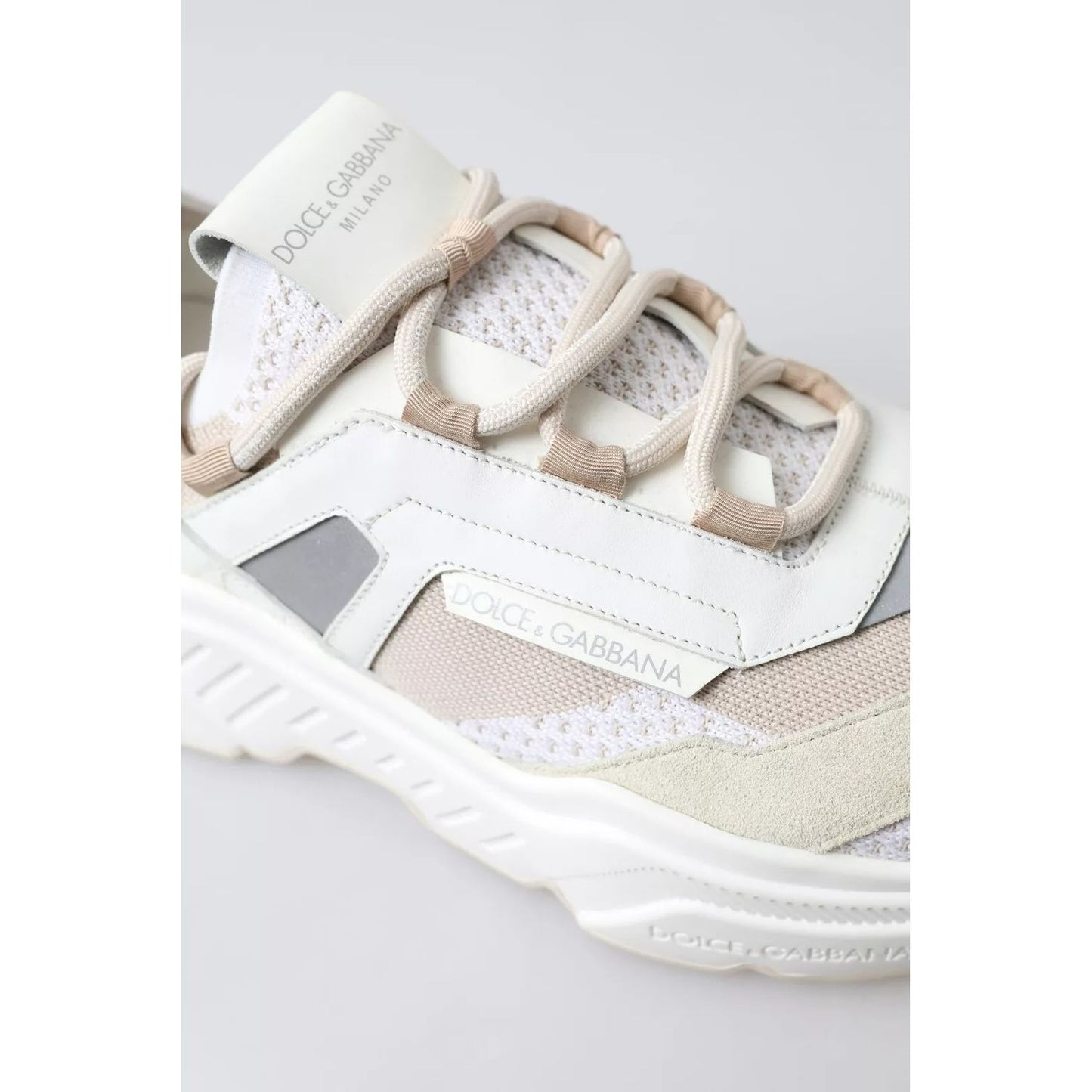 Dolce & Gabbana Sneakers White Beige Leather Sport DAYMASTER Shoes