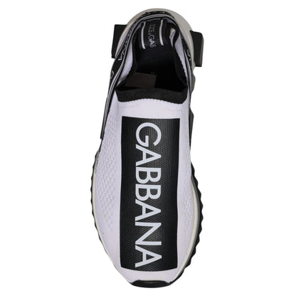 Dolce & Gabbana White Black Slip On Sorrento Sneakers Shoes