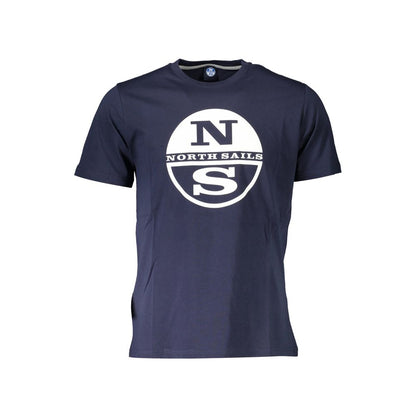 North Sails Blue Cotton Men T-Shirt with nautical print and logo.