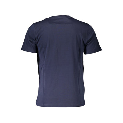 Back view of North Sails Blue Cotton Men T-Shirt showcasing premium cotton fabric.