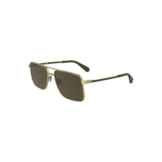 Calvin Klein Calvin Klein Gold Metal Men Sunglass Discover the epitome of chic sophistication with these Calvin Klein sunglasses. Crafted with a sleek metal frame, their striking square lenses are tinted in a refined brown hue, perfect for any style conno