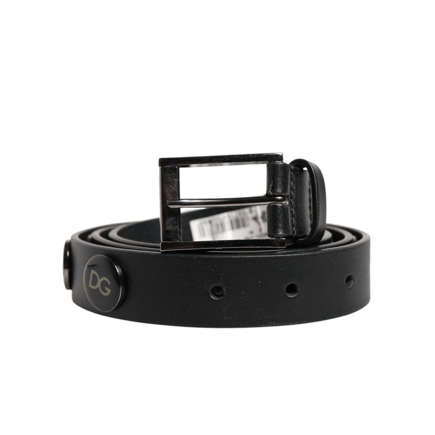 Dolce & Gabbana Black Luxury Leather DG Studs Buckle Belt
