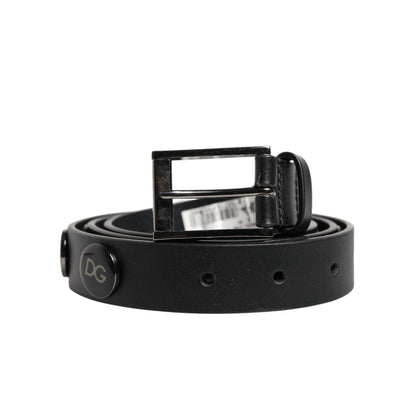 Dolce & Gabbana Black Luxury Leather DG Studs Buckle Belt