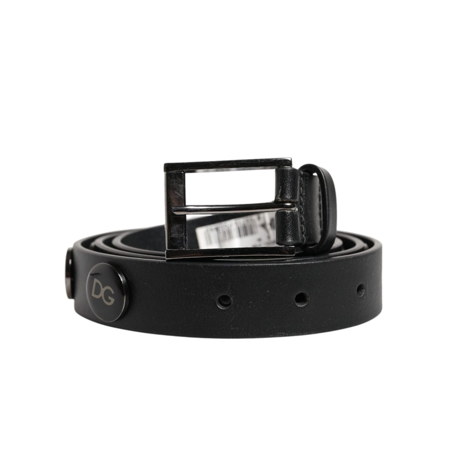 Dolce & Gabbana Black Luxury Leather DG Studs Buckle Belt