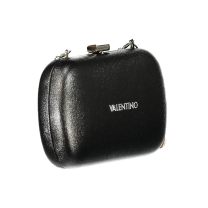 Mario Valentino Black Polyethylene Women Handbag with detachable chain strap and iconic logo