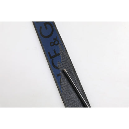 Dolce & Gabbana Black Blue DG Logo Silver Metal Buckle Belt