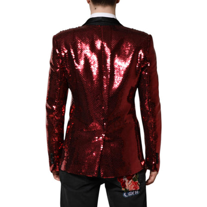 Dolce & Gabbana Red SICILIA Sequin Embellish Blazer Jacket