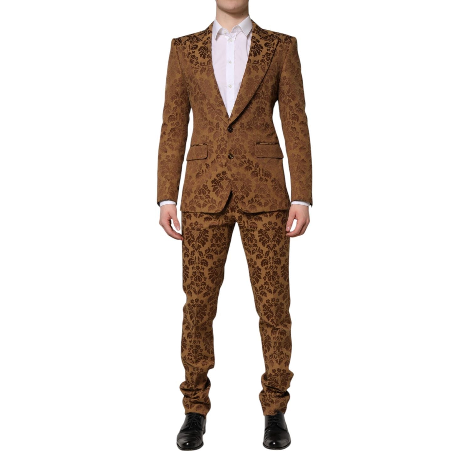 Dolce & Gabbana Brown Floral Jacquard SICILIA 2 Piece Suit