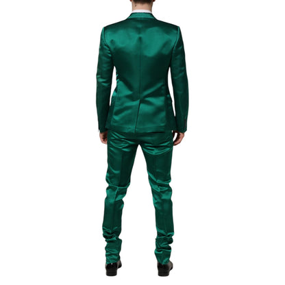 Dolce & Gabbana Green Silk 3 Piece Single Breasted Suit