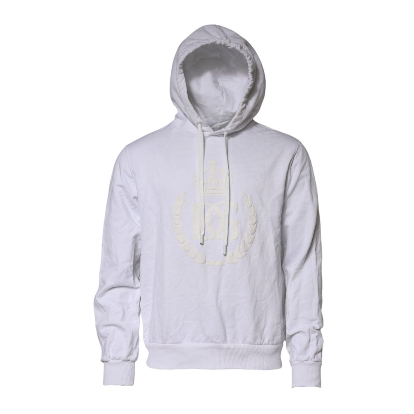 Dolce & Gabbana White Embossed Logo Hooded Sweatshirt Sweater