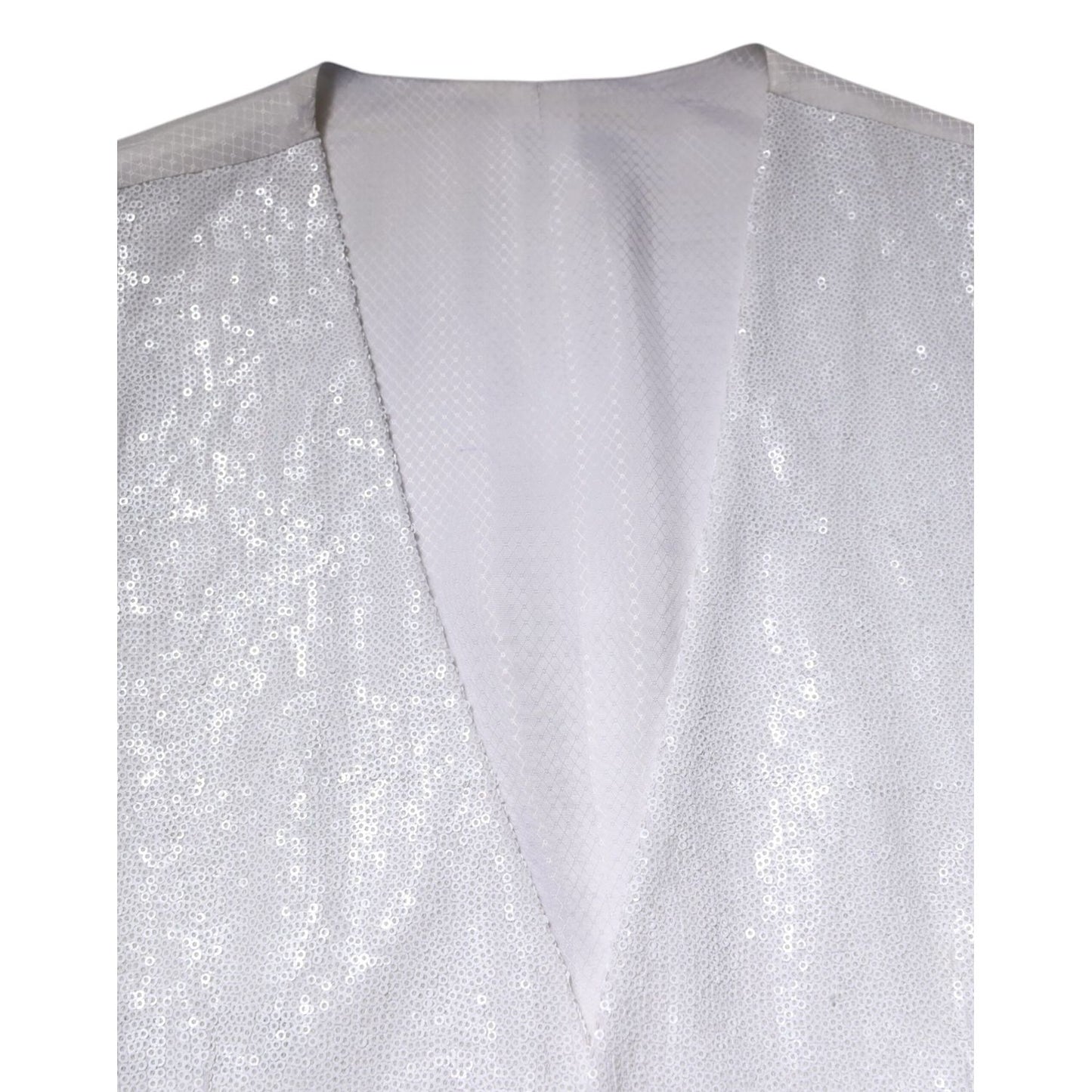 Dolce & Gabbana White Sequined Dress Formal Waistcoat Vest