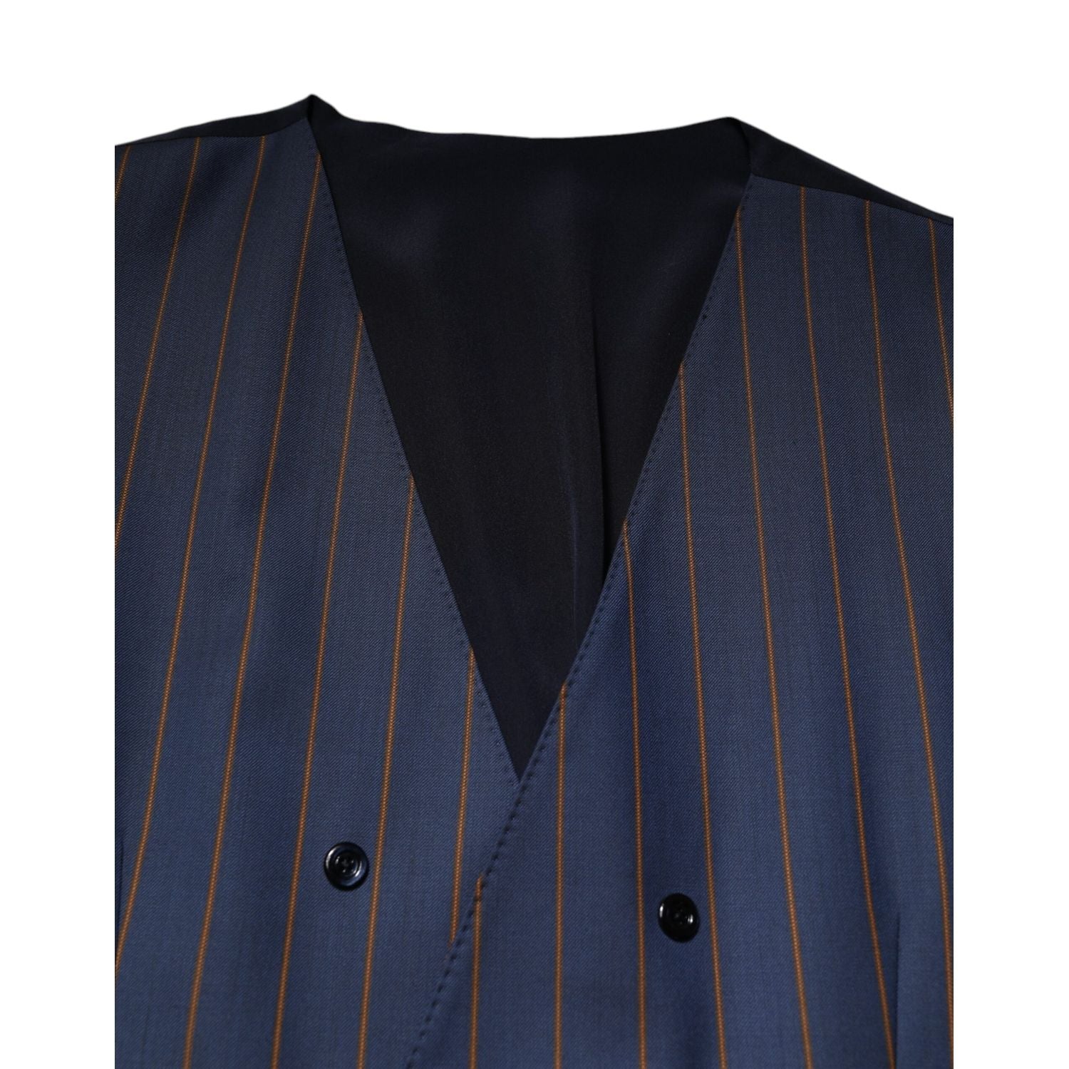 Dolce & Gabbana Blue Stripes Wool Formal Men Waistcoat Vest