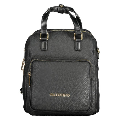 Mario Valentino Black Polyethylene Women Backpack with sleek handles and external pocket