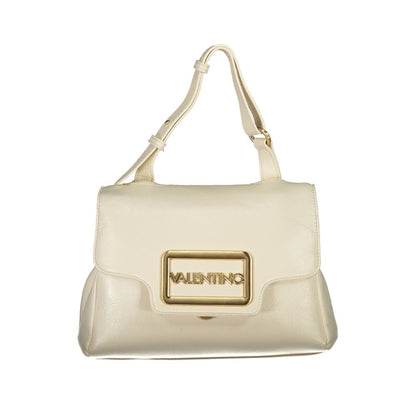 Mario Valentino Beige Polyethylene Women Handbag with logo and adjustable handle.