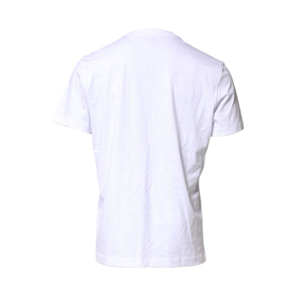 Dolce & Gabbana White Logo Embroidery Crew Neck T-shirt