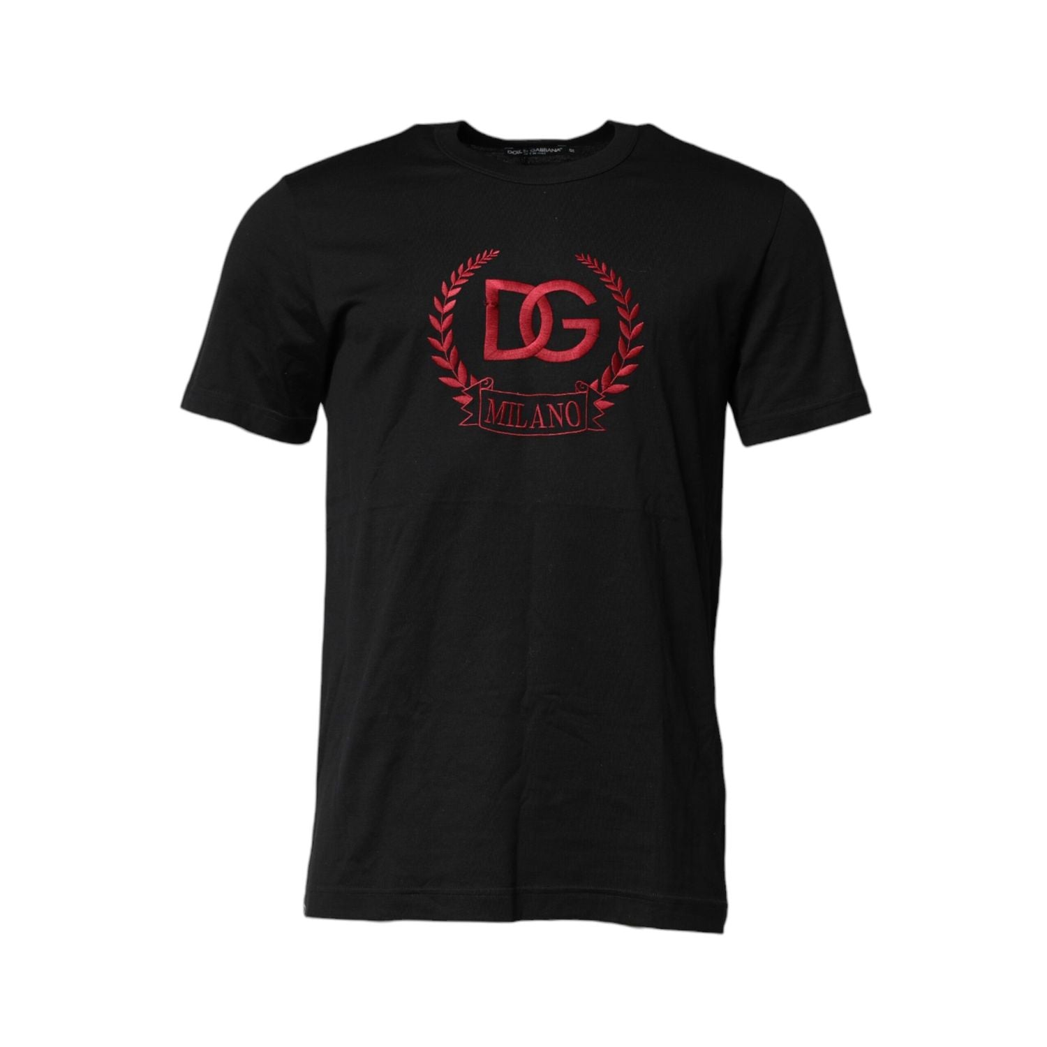 Dolce & Gabbana Black Cotton Embroidered Crew Neck T-shirt