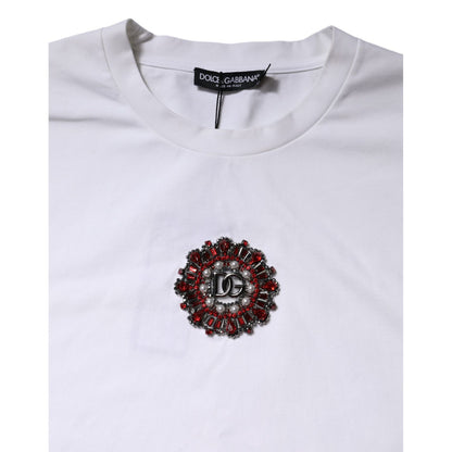 Dolce & Gabbana White Logo Embellish Short Sleeves T-shirt
