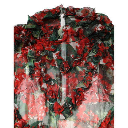 Dolce & Gabbana Multicolor Ruffle Floral Long Sleeves Dress
