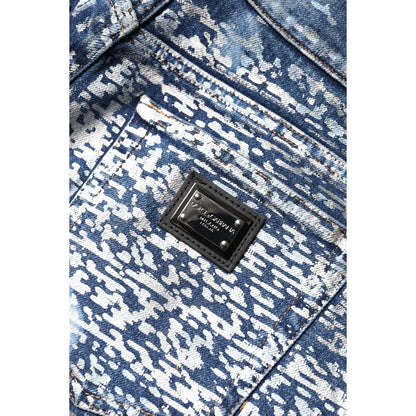 Dolce & Gabbana Blue Washed Print High Waist Denim Jeans