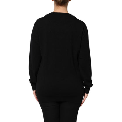 Dolce & Gabbana Black Cashmere Crystal Embellished Sweater