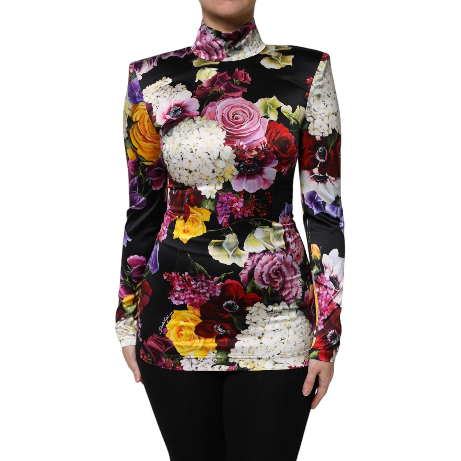 Dolce & Gabbana Multicolor Ortensies Long Sleeves Blouse Top