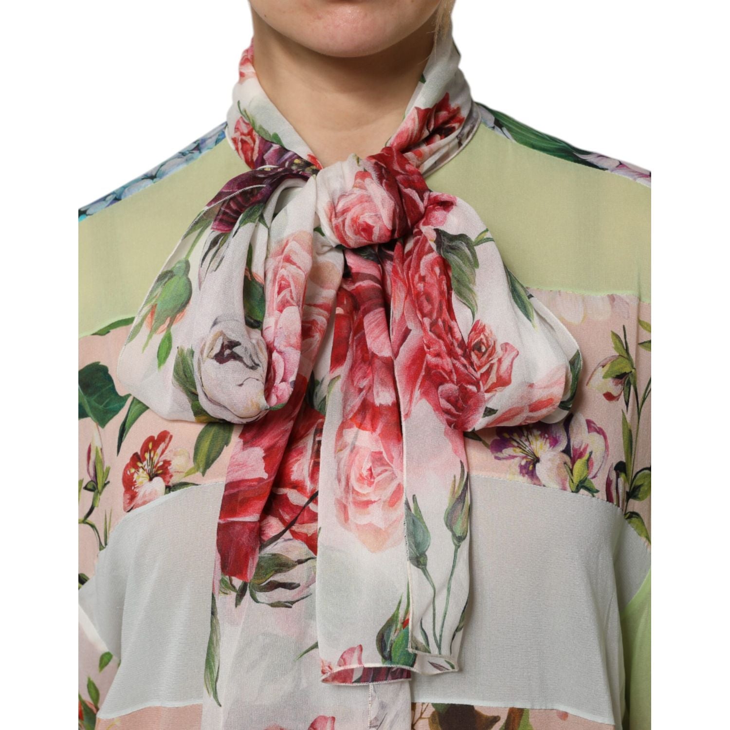 Dolce & Gabbana Multicolor Floral Patchwork Long Sleeves Top
