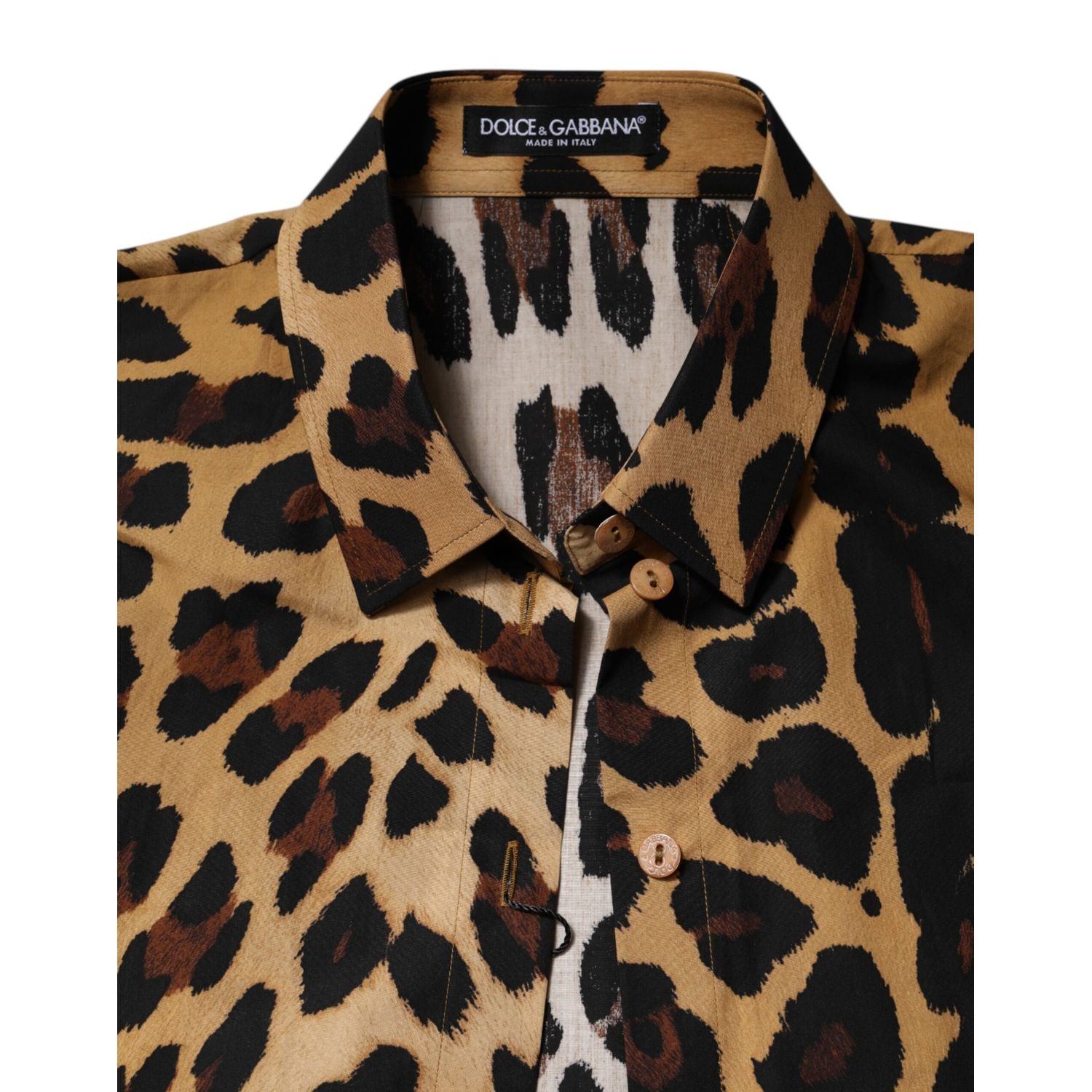 Dolce & Gabbana Brown Leopard Short Sleeve Collared Polo Top