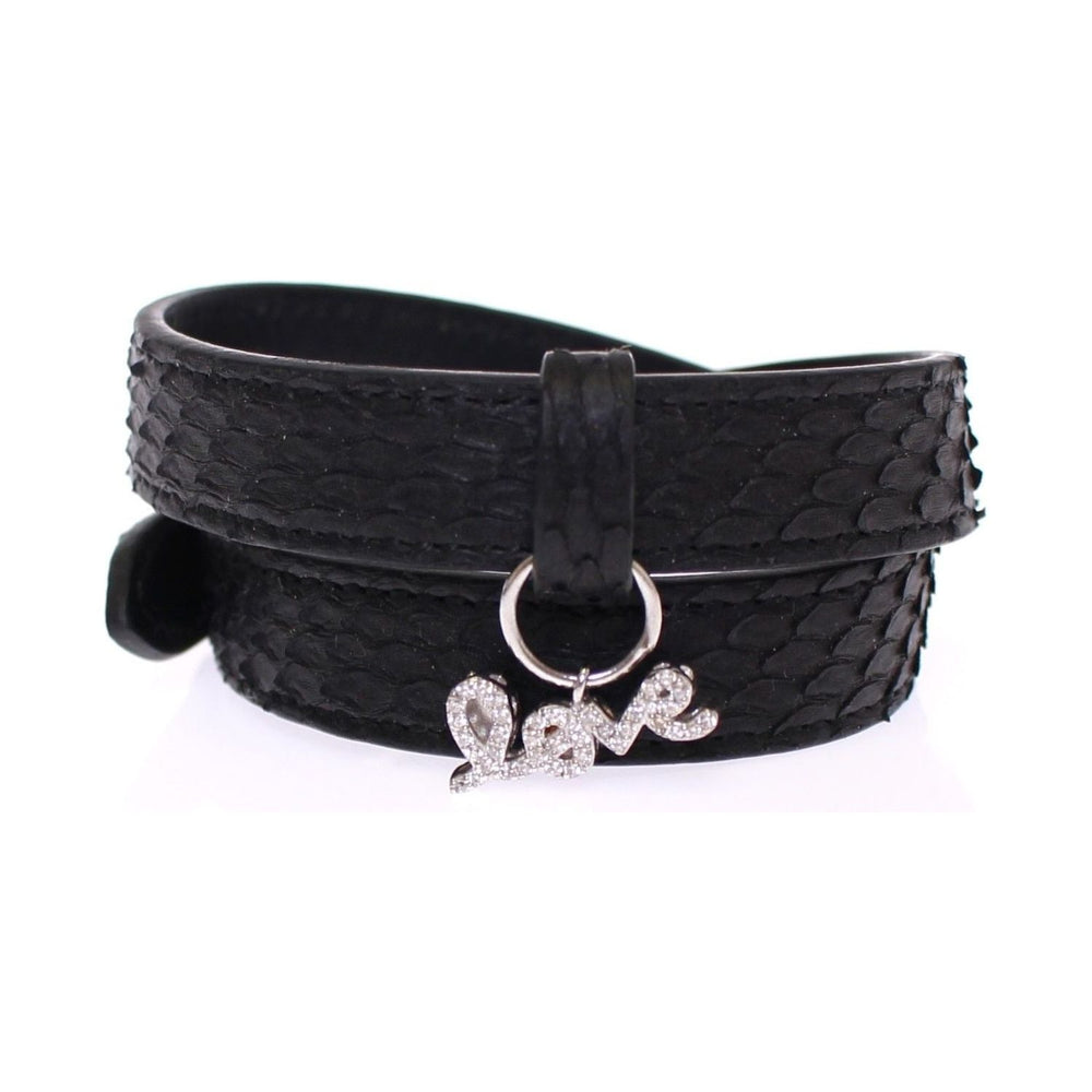 Nialaya Exquisite Black Snakeskin Silver Bracelet Bracelet Nialaya Dark Slate Gray