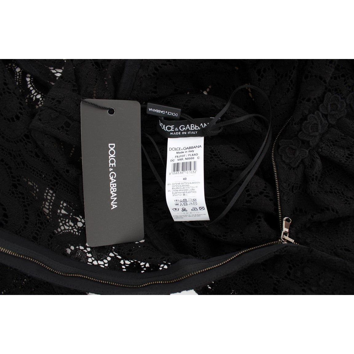 Dolce & Gabbana Black Ricamo Knitted Full Length Maxi Dress