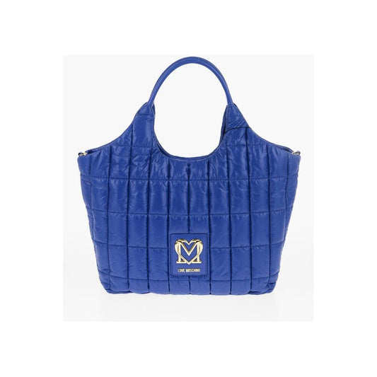 Moschino LOVE Quilted Nylon Tote Bag with Faux Leather Trims