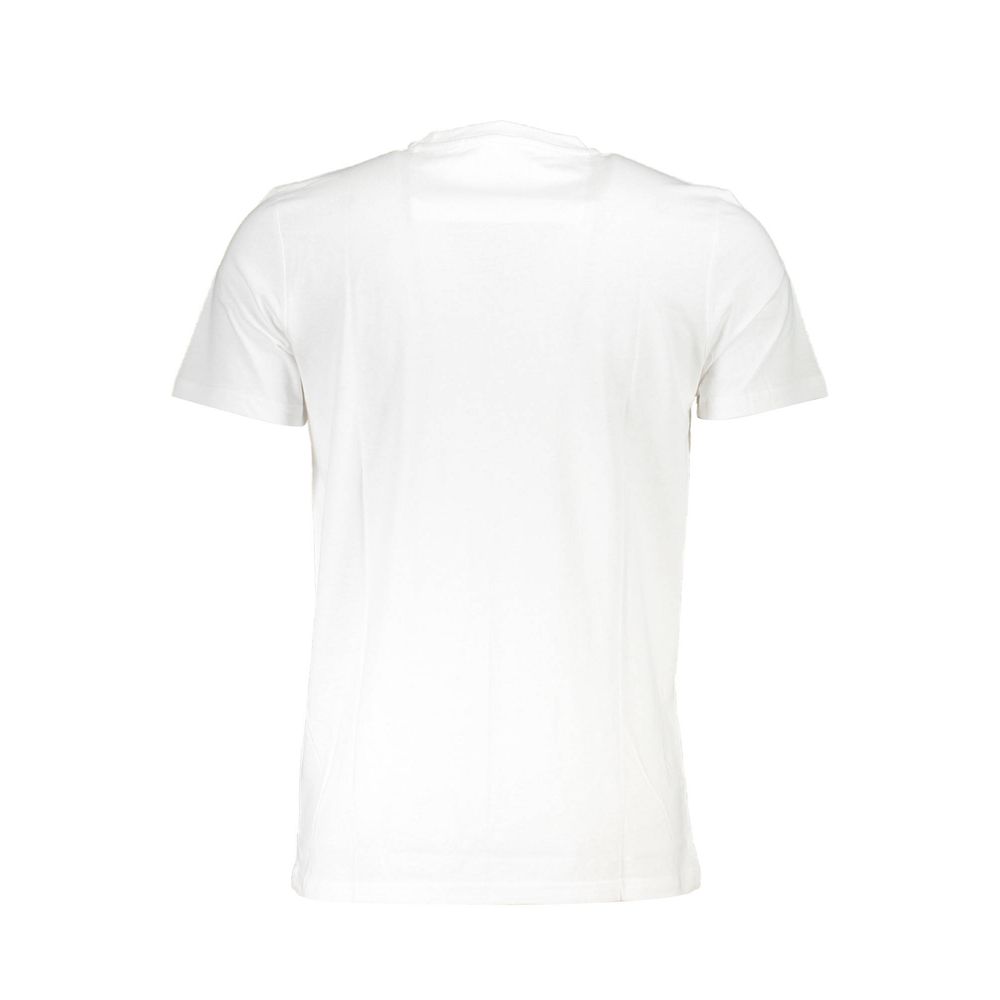 Back view of Cavalli Class White Cotton Men T-Shirt showcasing high-quality cotton and design.
