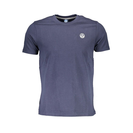 North Sails Blue Cotton Men T-Shirt with logo on front, crew neck, short sleeves, premium cotton, bold blue color, modern style.