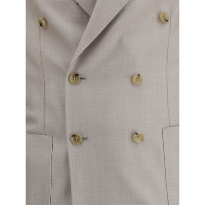 Gi Capri Beige Fleece Wool Two-Piece Suit