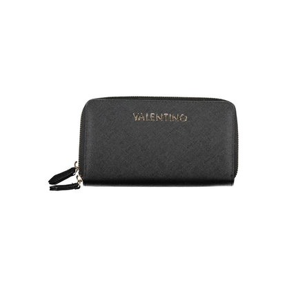 Mario Valentino Black Polyethylene Women Wallet with zip closure and two compartments for elegant organization.