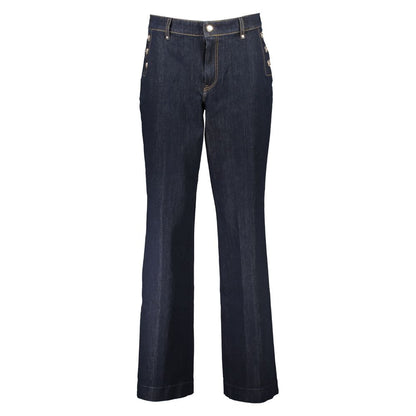 Guess Jeans Blue Cotton Women Jeans - Super Skinny, wide-leg, figure-flattering design with contrast details and iconic logo.