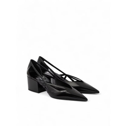 Prada Black Leather Cut-Out Pumps 55