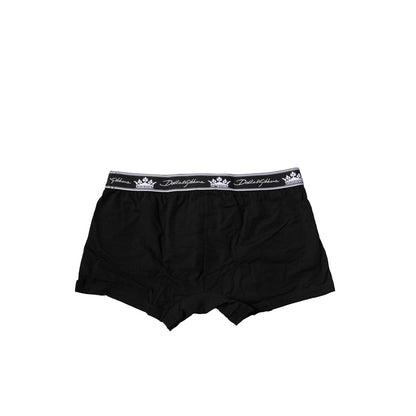 Dolce & Gabbana Black Cotton Stretch Regular Boxer Underwear