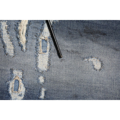 Dolce & Gabbana Blue Washed Tattered Cotton Men Jeans